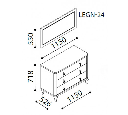 Зеркало для туалетного столика Легенда (Legenda) LEGN-24