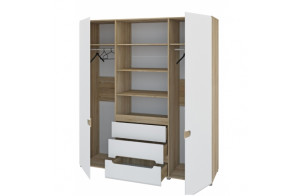 Четырехстворчатый шкаф для одежды и белья с зеркалом в спальню Леонардо МН-026-09