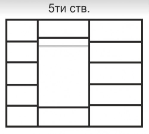Пятистворчатый шкаф для одежды с зеркалом Rimini Solo РМШ1/5 (s) (черный)